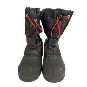 Dream Pairs youth Size 13 Black Red Spiderweb design Winter Snow Boots
